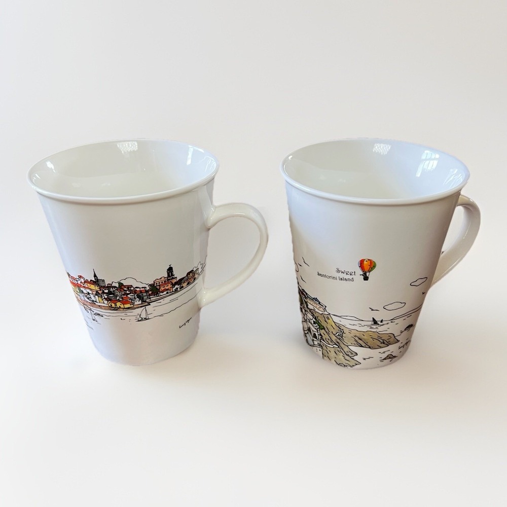 Europe Sketch Design By Rabbitstory Korea Coffee Mug Set of 2 - Picture 3 of 9